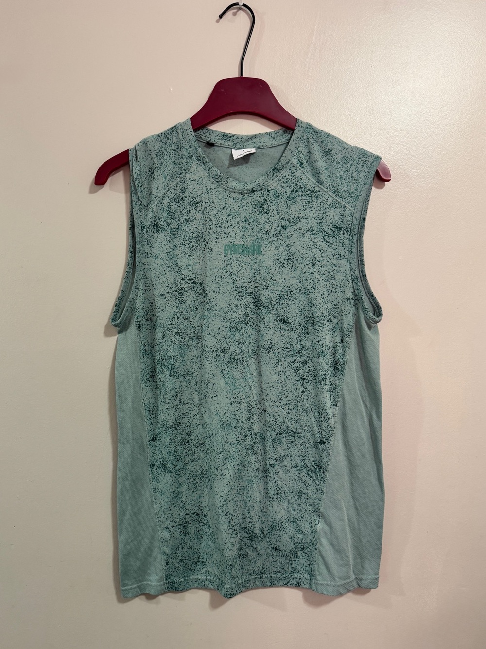 Gymshark Men's Seamless Drop Arm Tank Top Sage Green Speckled Size Large